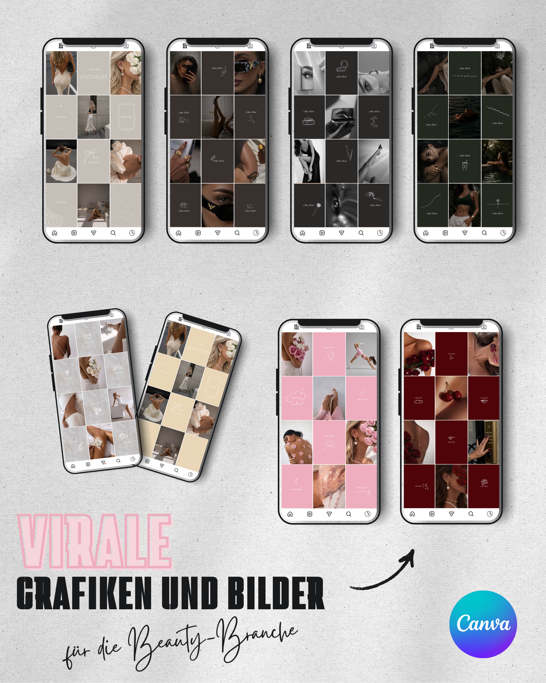 Paket: 84 VIRALE GRAFIKEN & BILDER für die Beauty-Branche